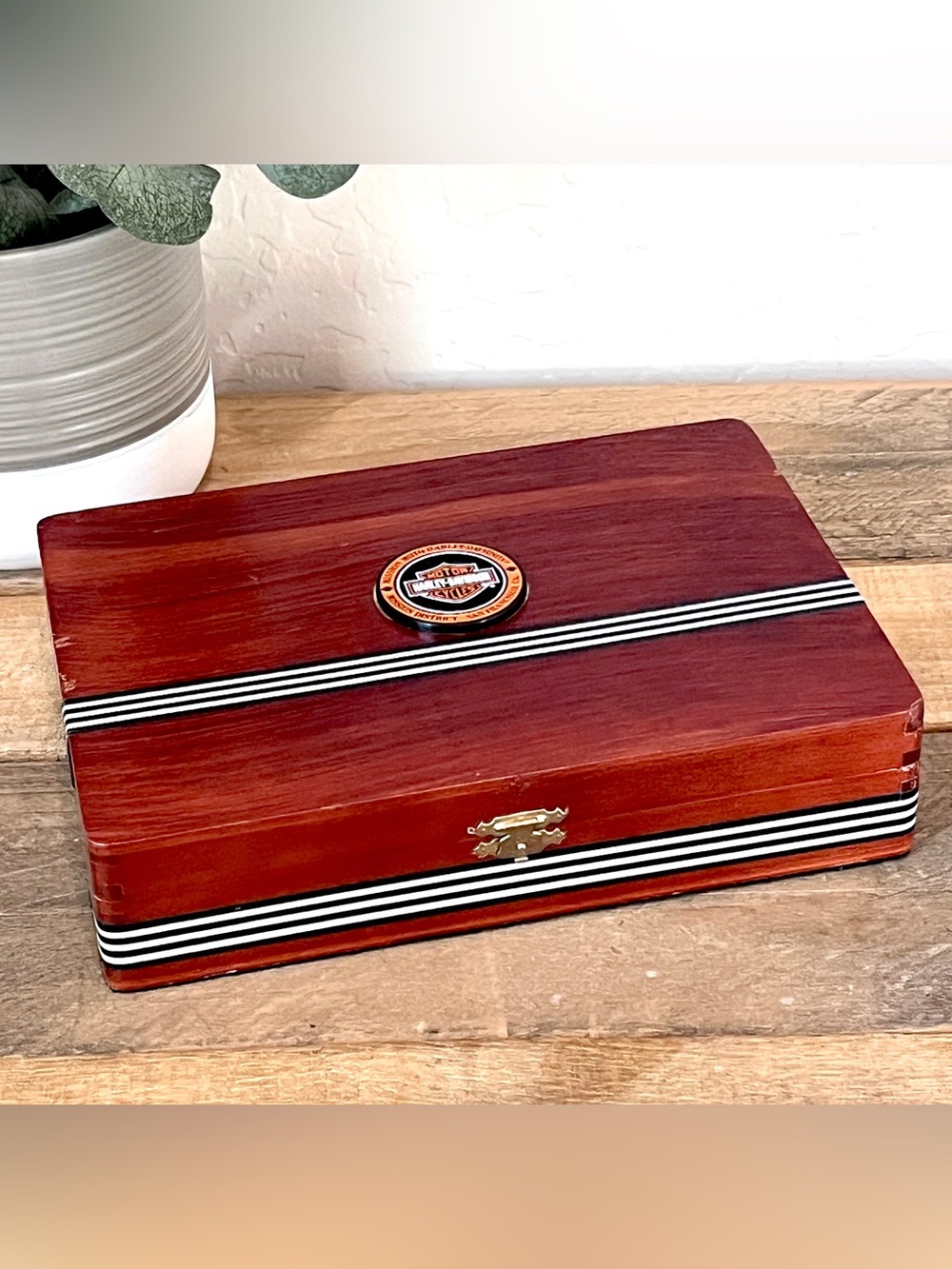 Vintage Harley Davidson Mission Moto San Francisco Wooden Valet Box